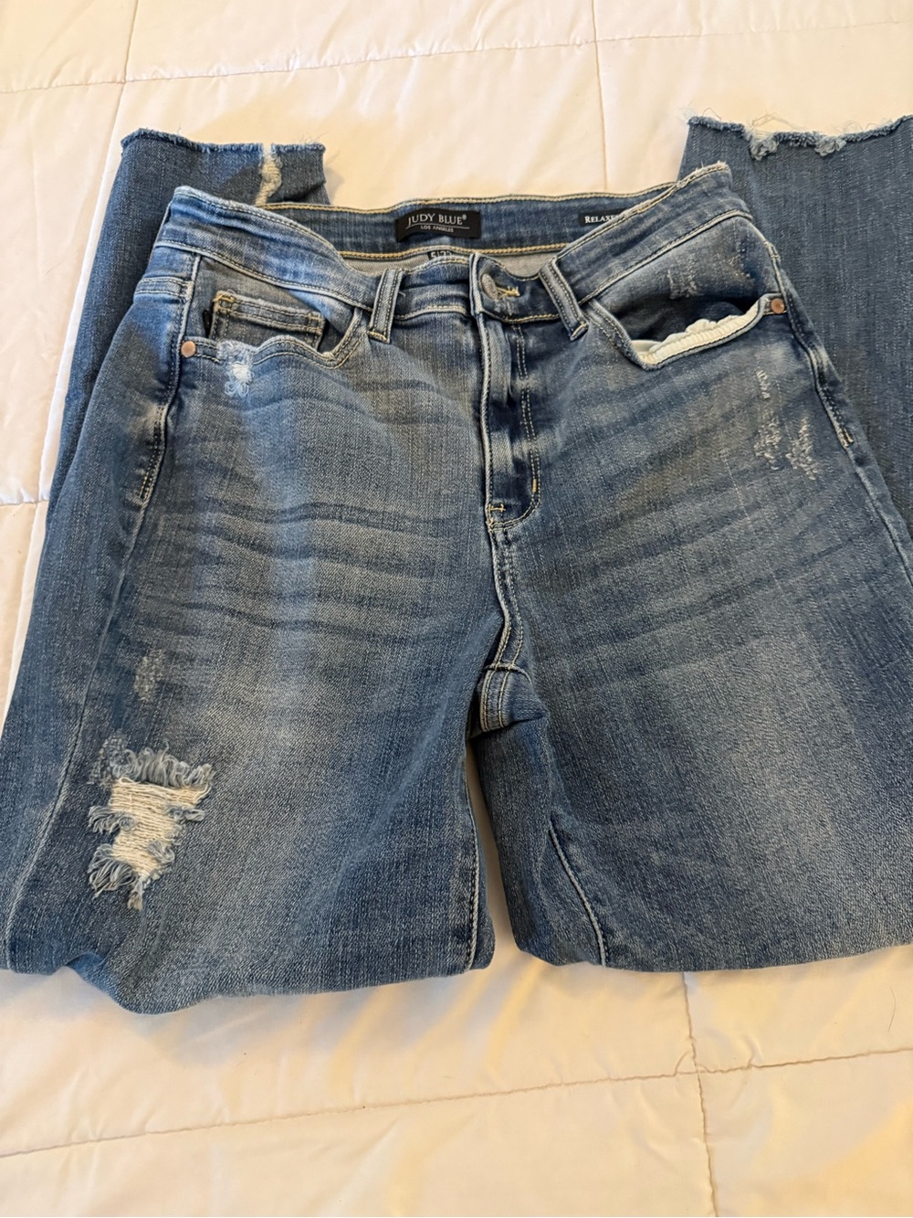 Judy Blue Distressed Blue Denim Jeans